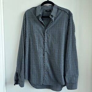 Theory Benner Trimont Checkered L/S Shirt in Victory, Medium